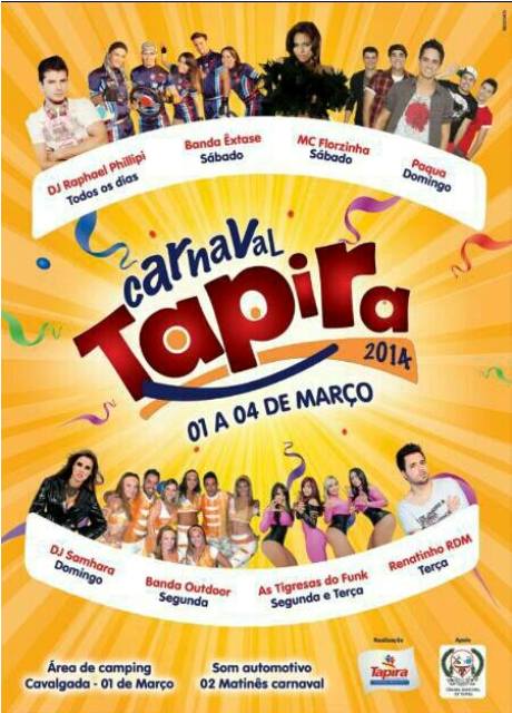 Definida a programação do Carnaval de Tapira 2014