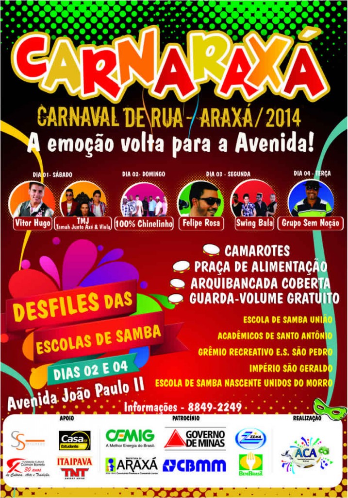 Conheça os temas que as Escolas de Samba de Araxá vão levar pra avenida