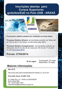 Polo UAB Araxá anuncia inscrição para cursos superiores de Matemática e Licenciatura em Computação