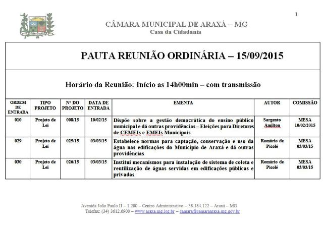 Projetos de vereadores afastados, em Araxá, permanecem na pauta da reunião ordinária