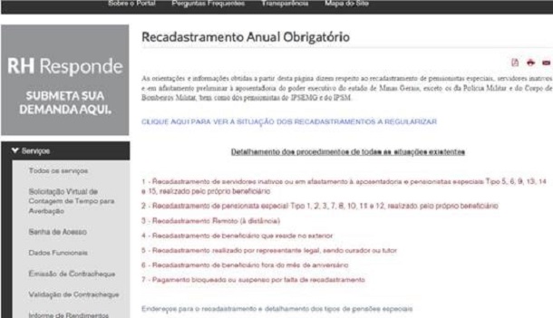 Inativos e pensionistas devem regularizar situação no Portal do Servidor
