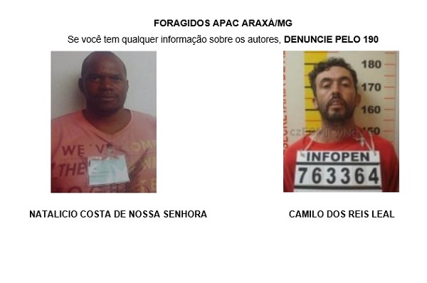 Polícia Militar divulga fotos de foragidos da Apac de Araxá