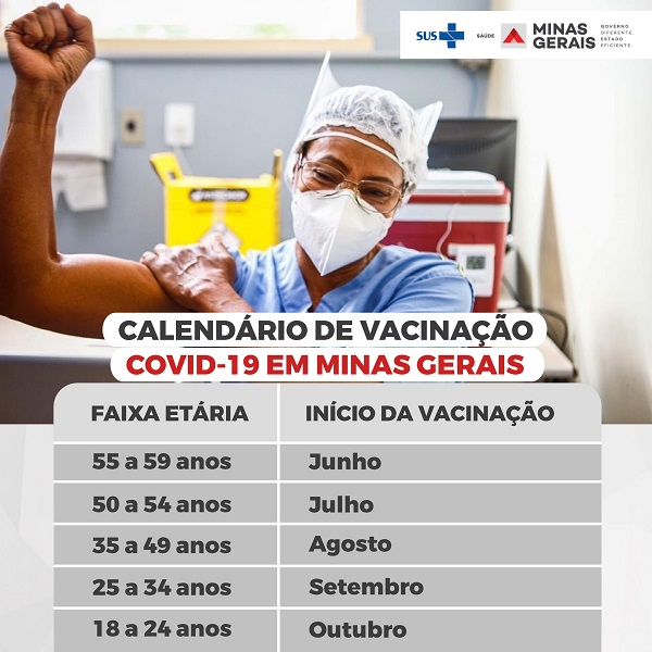 #VemVacina: MG quer começar imunização por idade ainda em junho