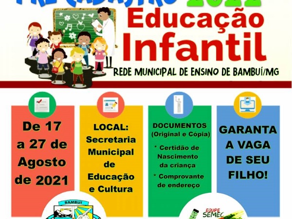 Bambuí inicia pré-cadastro para a educação infantil municipal